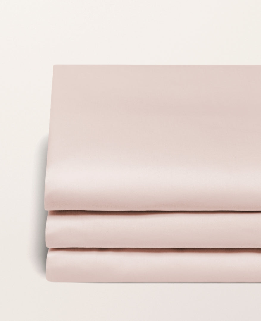 Drap plat satin uni Rose poudre