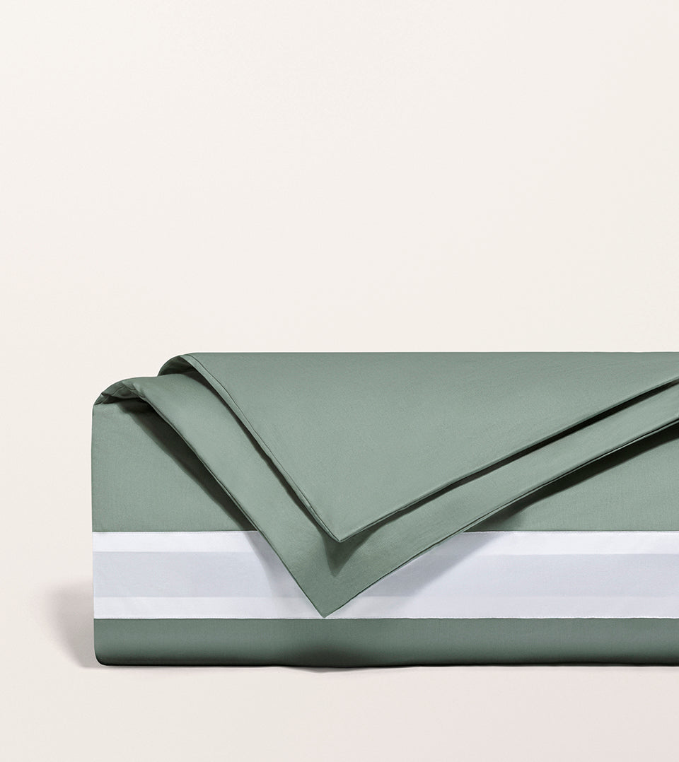 Housse de couette bicolore satin Vert cendré bicolore