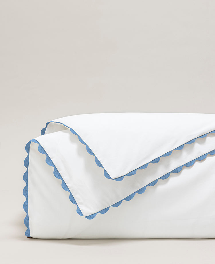 Housse de couette percale serpentine Bleu céleste
