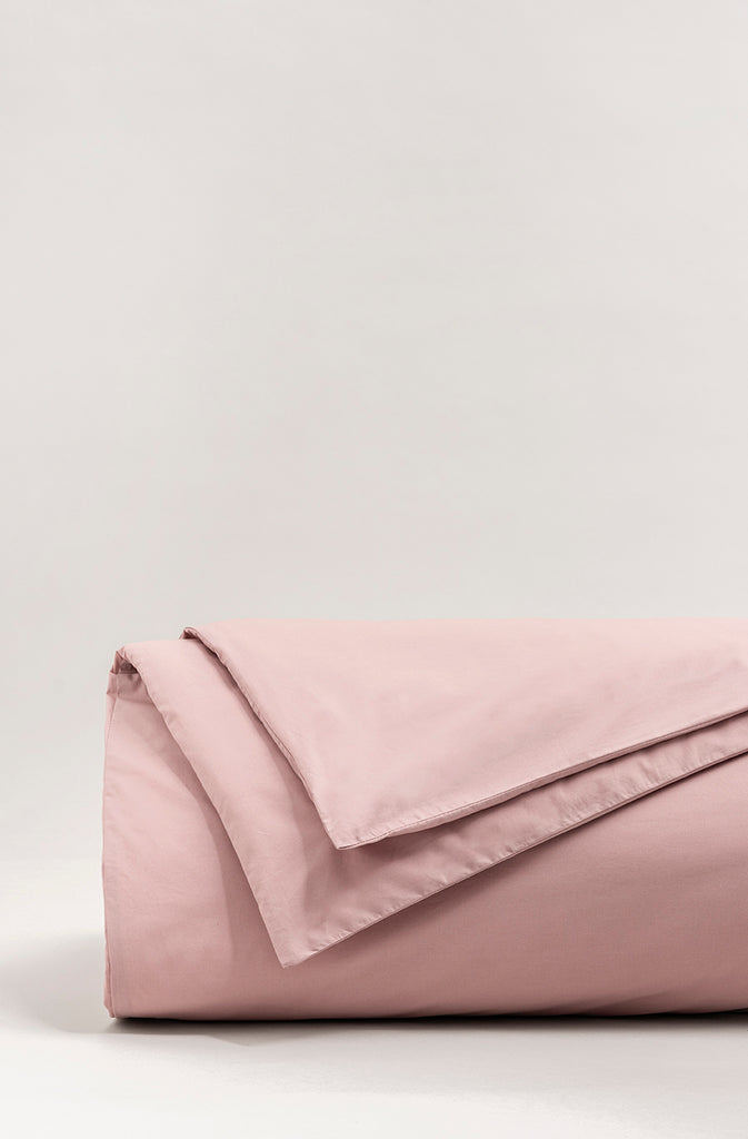 Housse de couette percale unie Rose thé