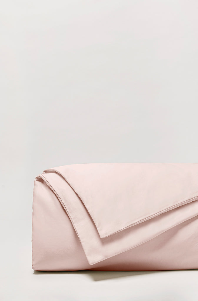 Housse de couette satin unie Rose poudre