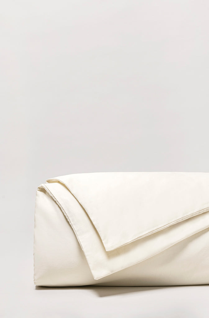 Housse de couette satin unie Ivoire