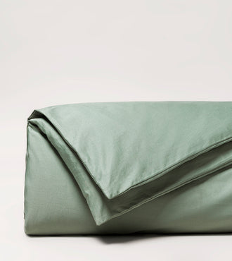 Housse de couette satin unie Vert cendré