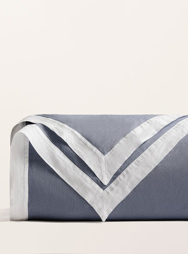 Housse de couette bicolore lin lavé Bicolore bleu turquin