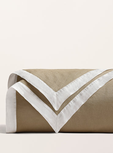 Housse de couette bicolore lin lavé Bicolore havane
