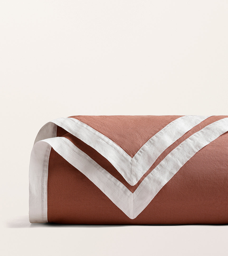 Housse de couette bicolore lin lavé Bicolore sienne