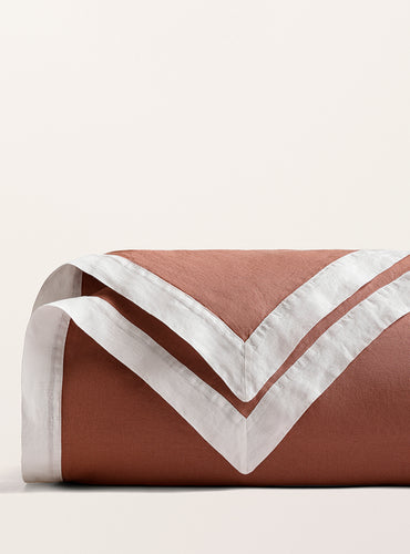 Housse de couette bicolore lin lavé Bicolore sienne