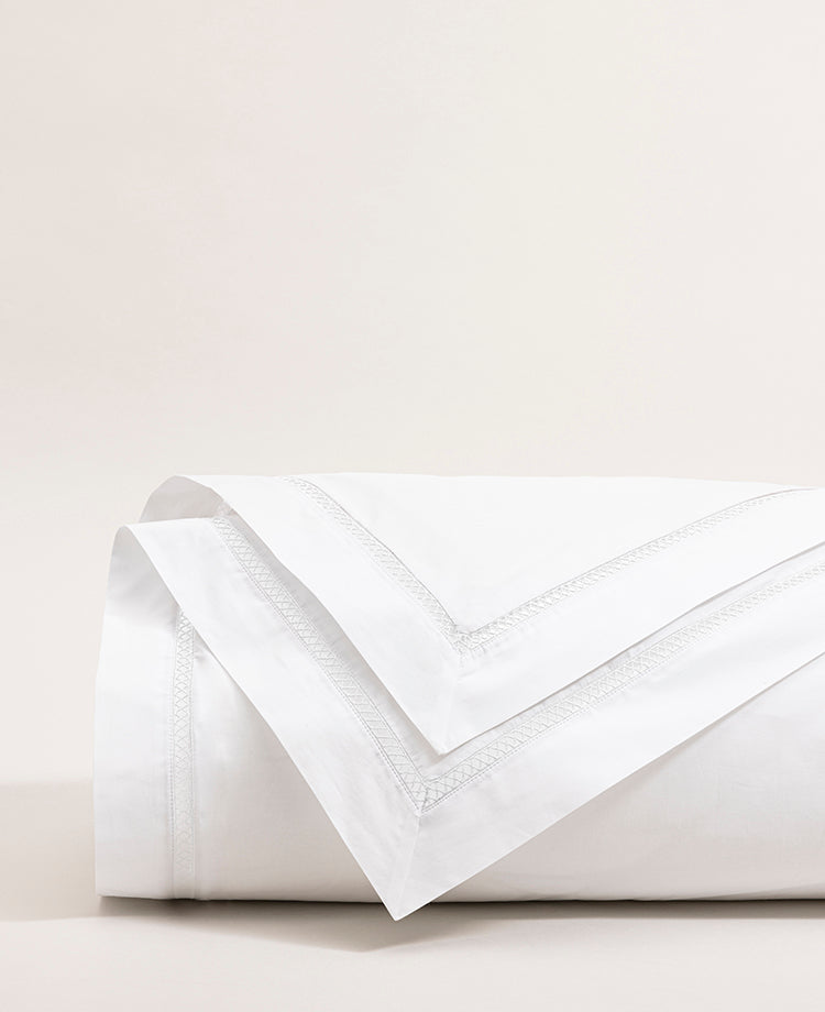 Housse de couette cannage percale Blanc