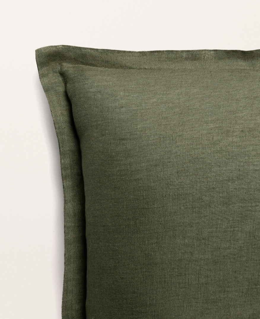 Set de 2 taies d'oreillers lin lavé Vert kaki