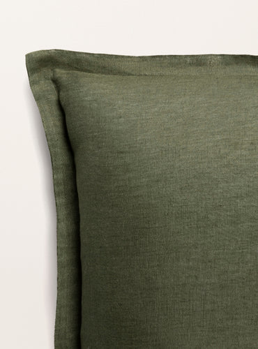Set de 2 taies d'oreillers lin lavé Vert kaki