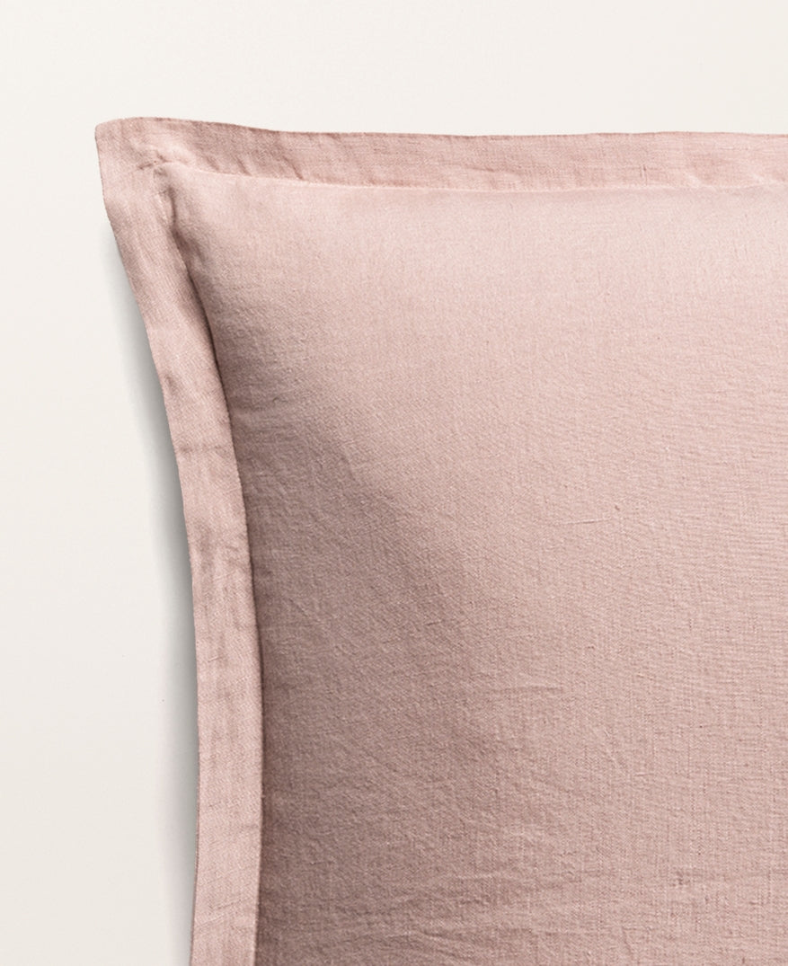 Set de 2 taies d'oreillers lin lavé Rose thé