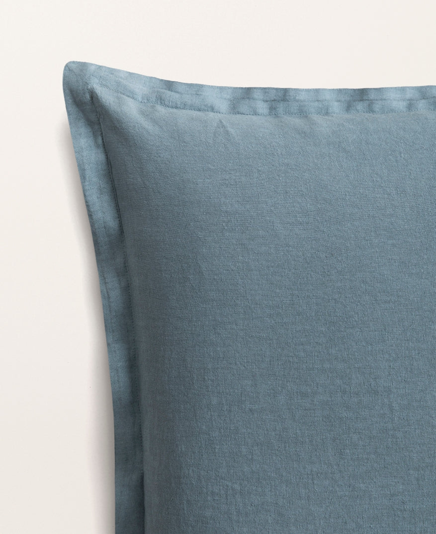 Set de 2 taies d'oreillers lin lavé Bleu turquin