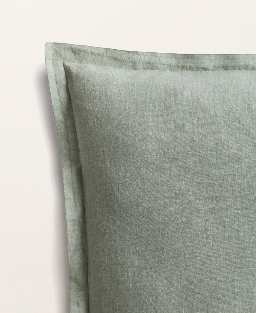 Set de 2 taies d'oreillers lin lavé Vert sauge