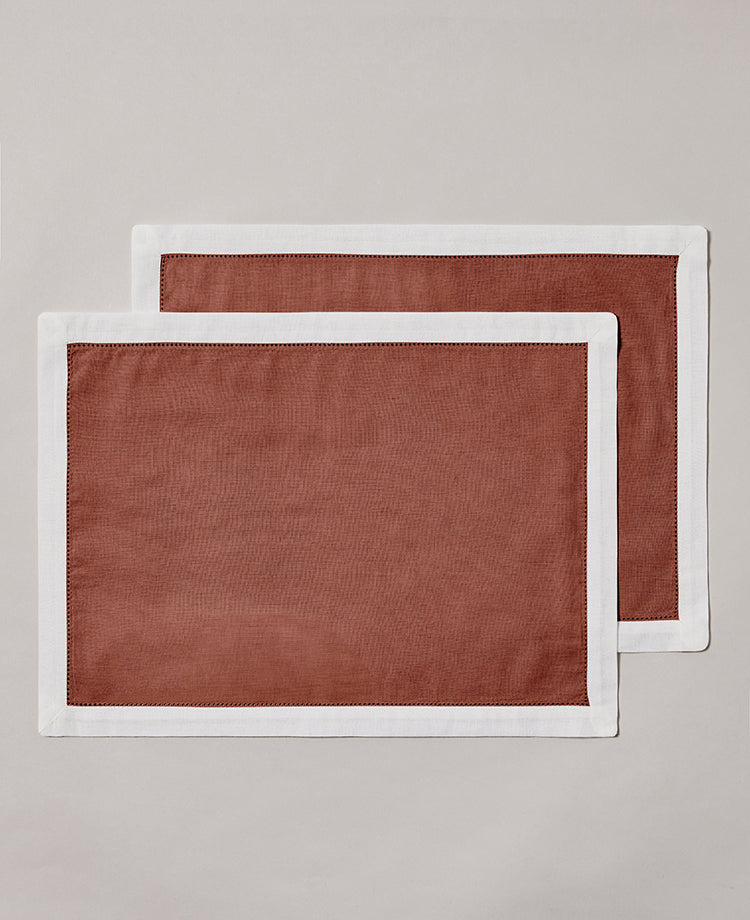 Set de 2 sets de table en lin lavé et coton