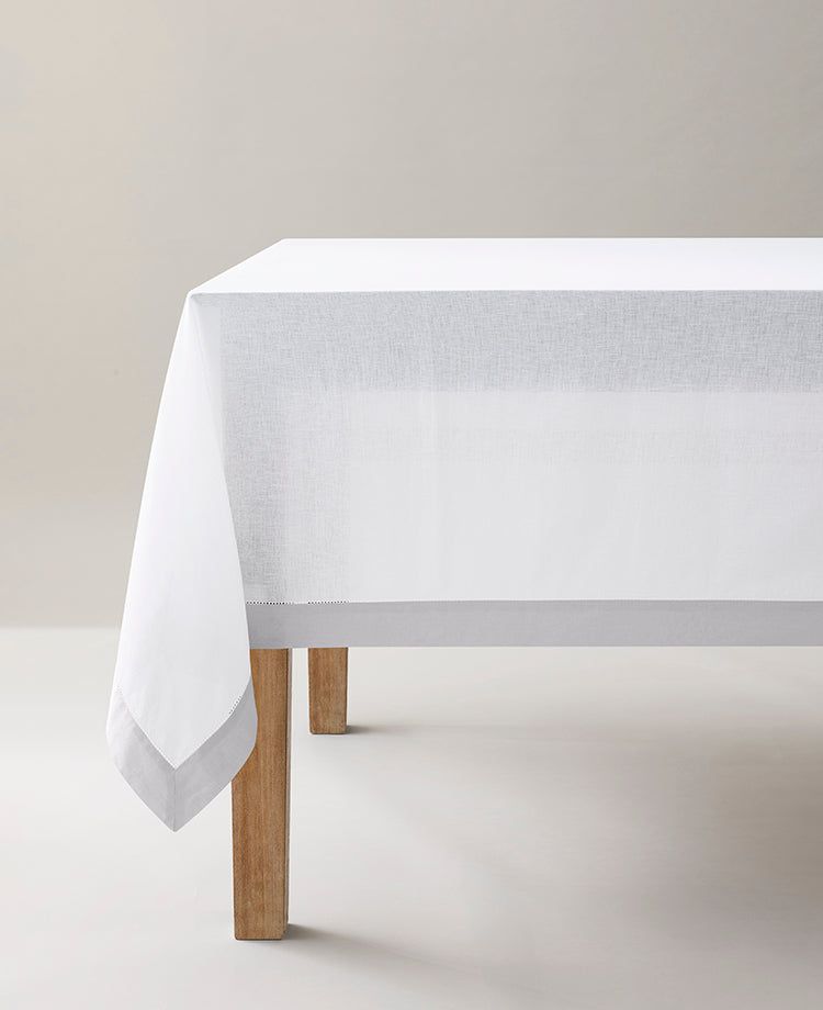 Nappe en lin lavé et coton Blanc / pierre