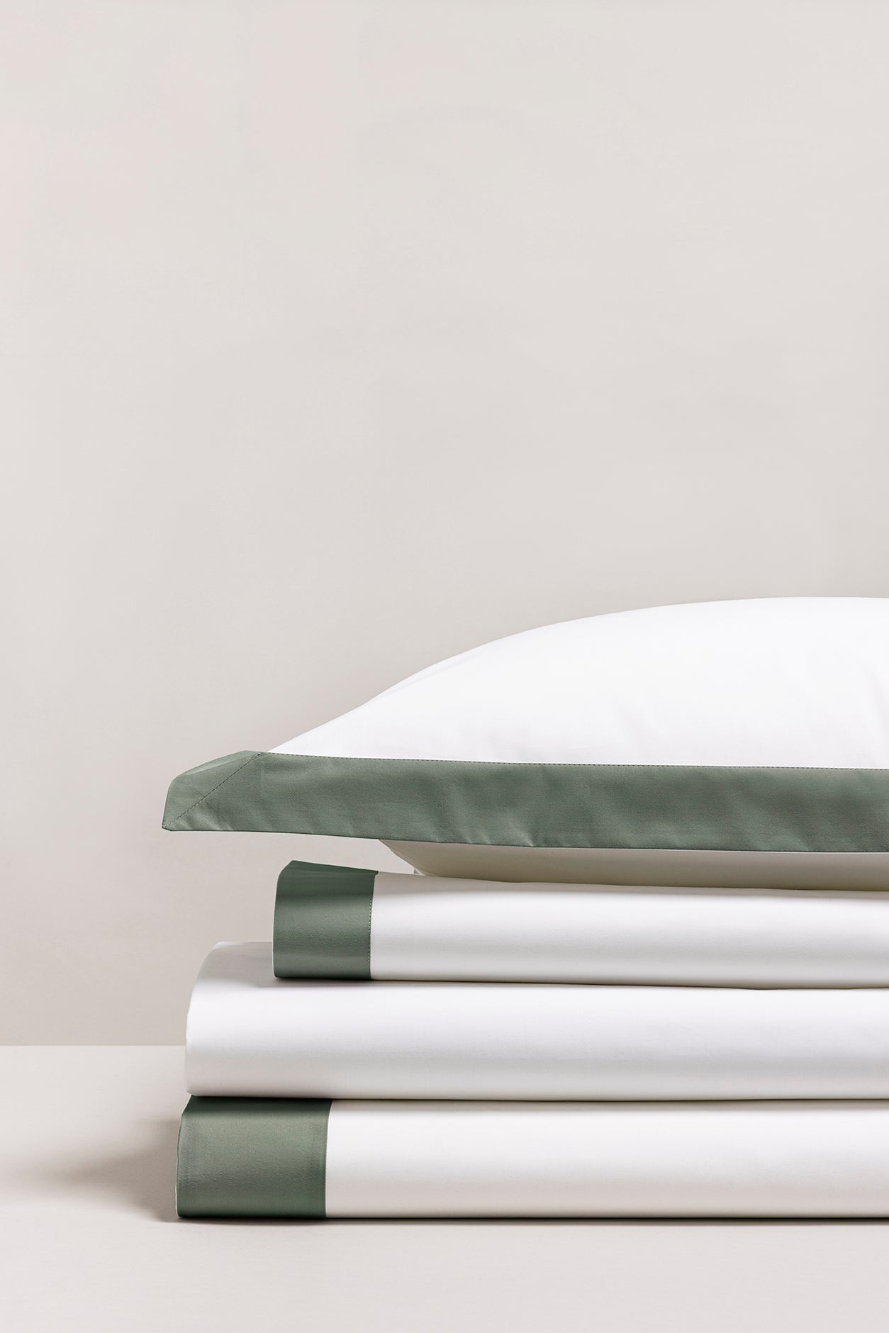 Parure de lit bicolore percale Bicolore vert cendré