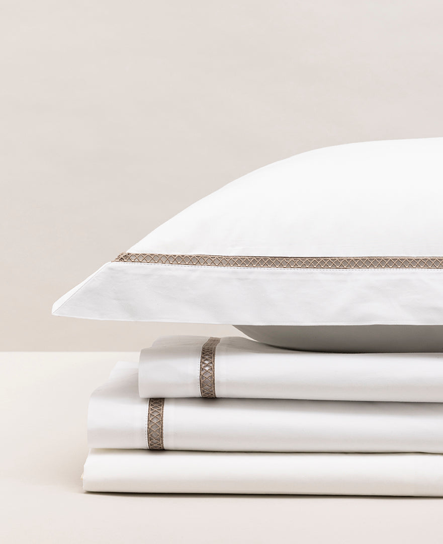 Parure de lit percale cannage Blanc