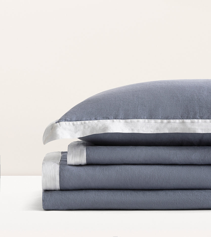 Parure de lit Lin Lavé Français Bicolore