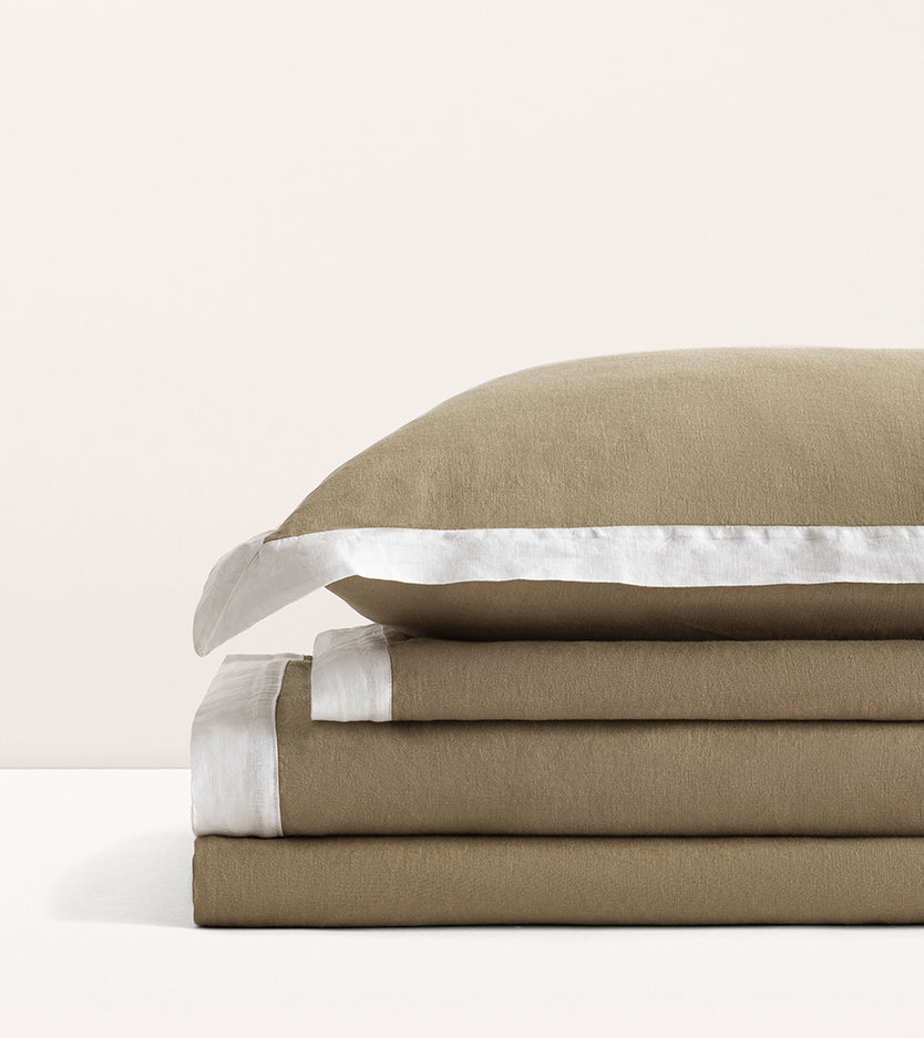 Parure de lit Lin Lavé Français Bicolore