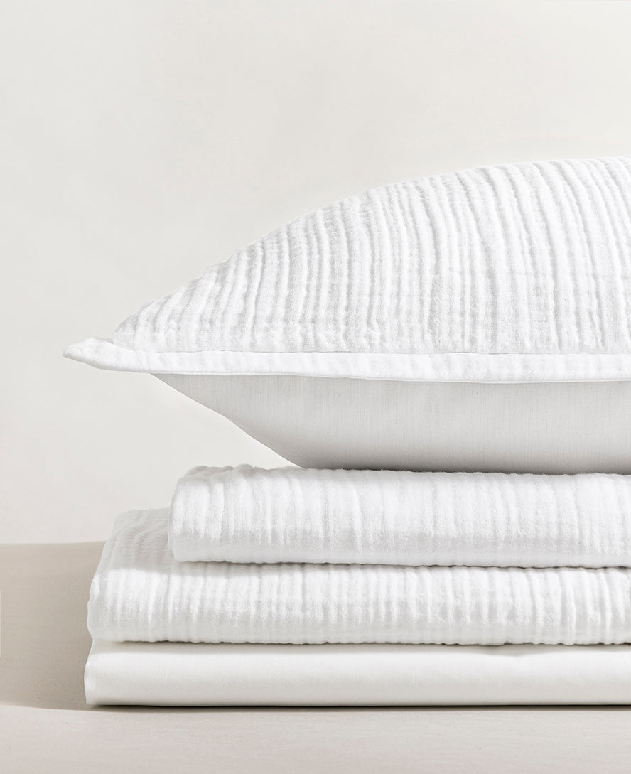 Parure de lit gaze de coton Blanc pur