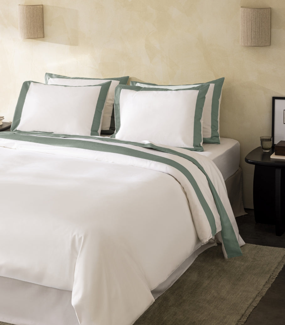 Parure de lit satin bicolore Bicolore vert cendré