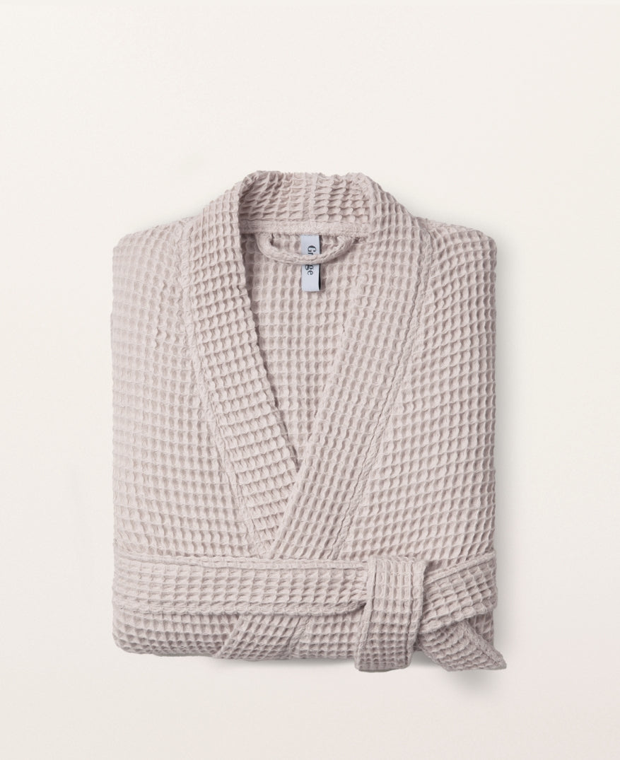 Peignoir de bain en nid d'abeille Sable