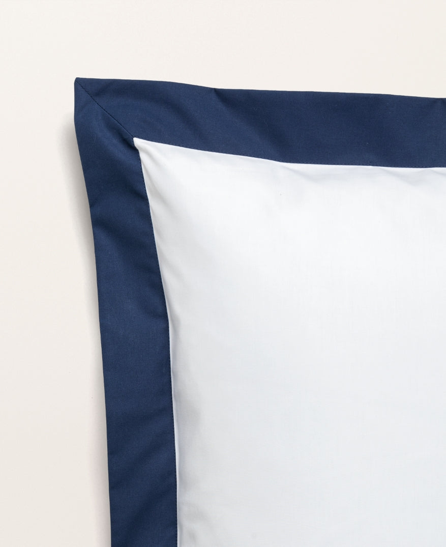 Set de 2 taies d'oreillers bicolore percale Bicolore bleu minuit