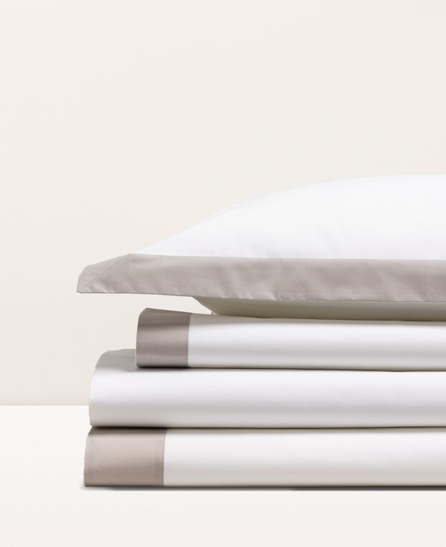 Parure de lit bicolore percale Bicolore greige