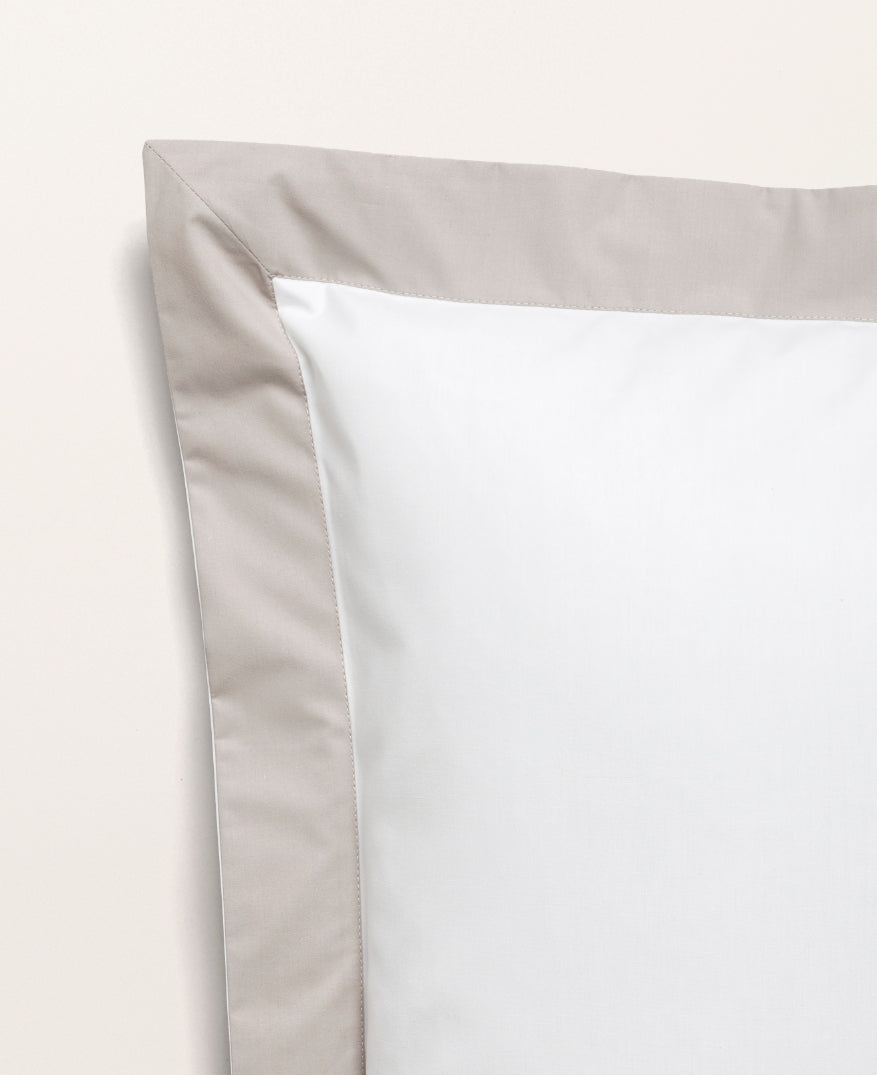 Set de 2 taies d'oreillers bicolore percale Bicolore greige