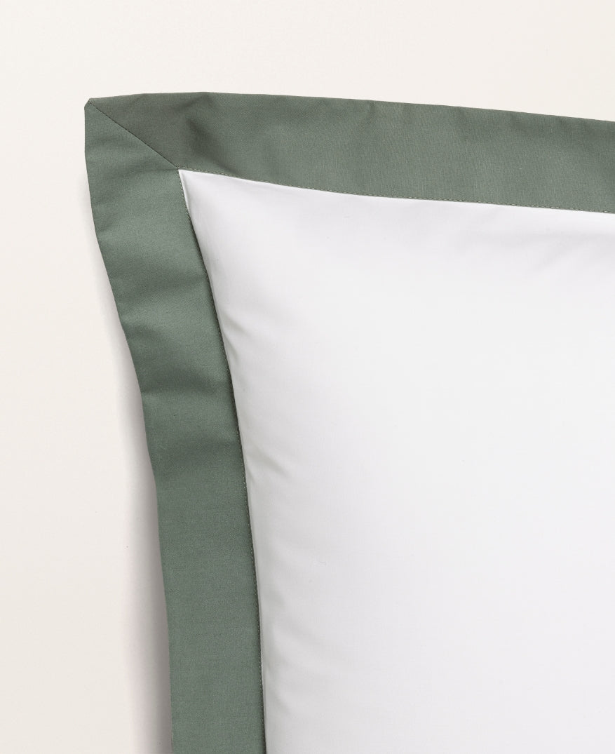 Set de 2 taies d'oreillers bicolore percale Bicolore vert cendré