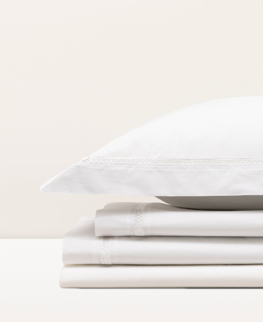 Parure de lit percale cannage Blanc