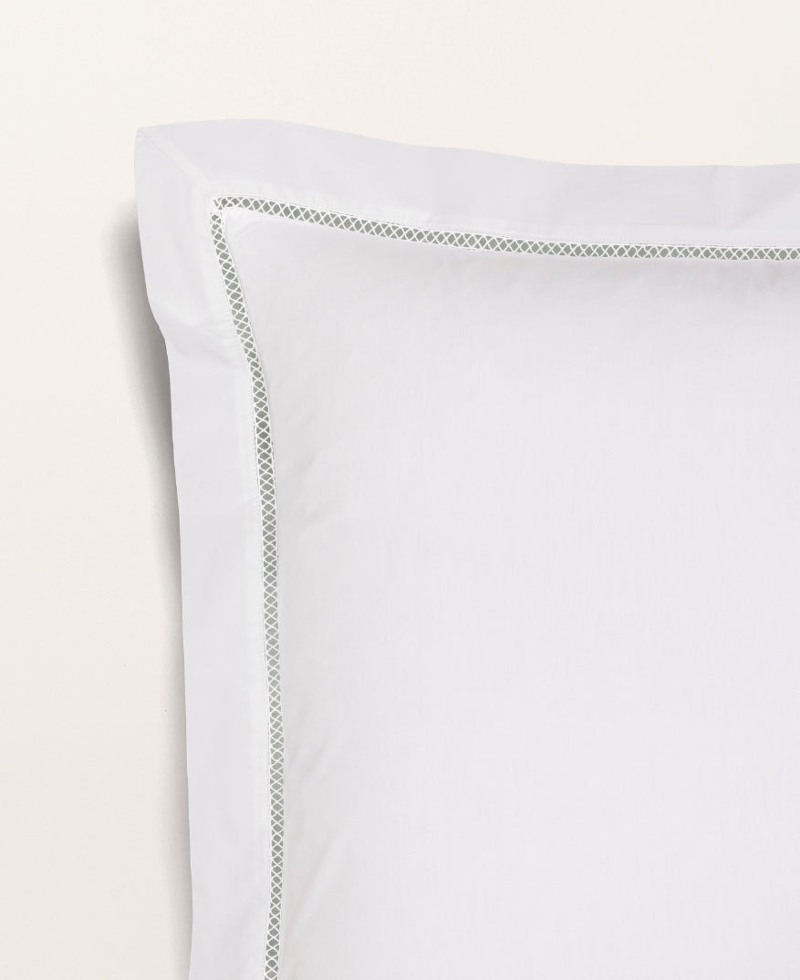 Set de 2 taies d'oreillers cannage percale Blanc