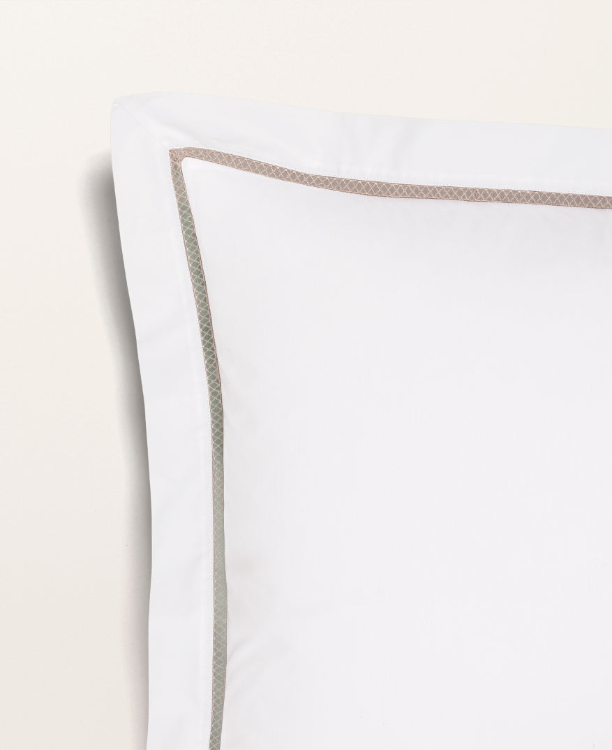 Set de 2 taies d'oreillers cannage percale Greige