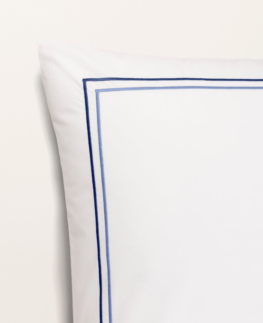 Set de 2 taies d'oreillers double bourdon percale Double bourdon bleu