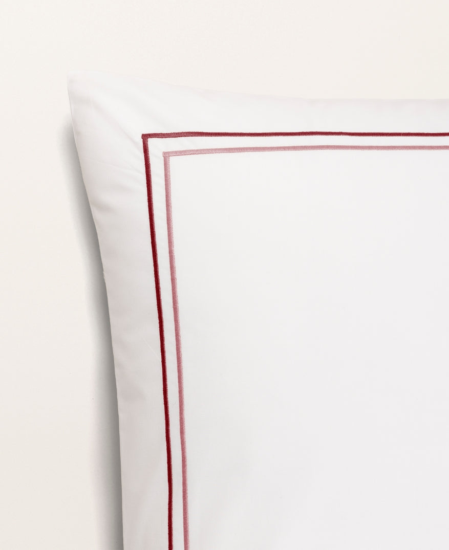 Set de 2 taies d'oreillers double bourdon percale Double bourdon bordeaux