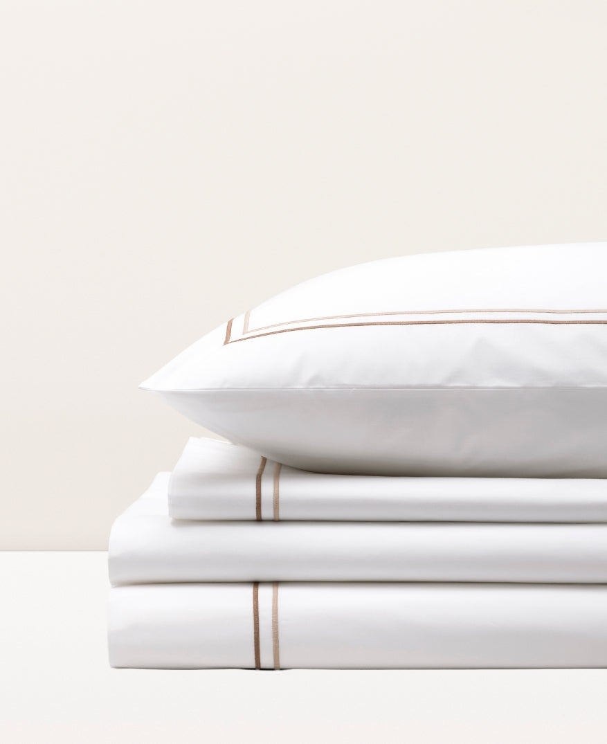 Parure de lit percale double bourdon Double bourdon greige
