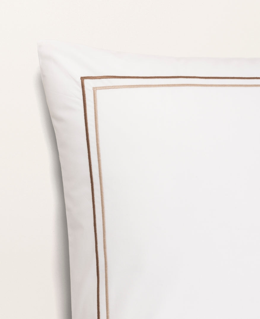 Set de 2 taies d'oreillers double bourdon percale Double bourdon greige