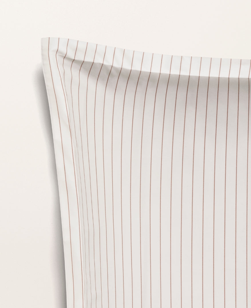 Set de 2 taies d'oreiller percale imprimé Rayé tomette