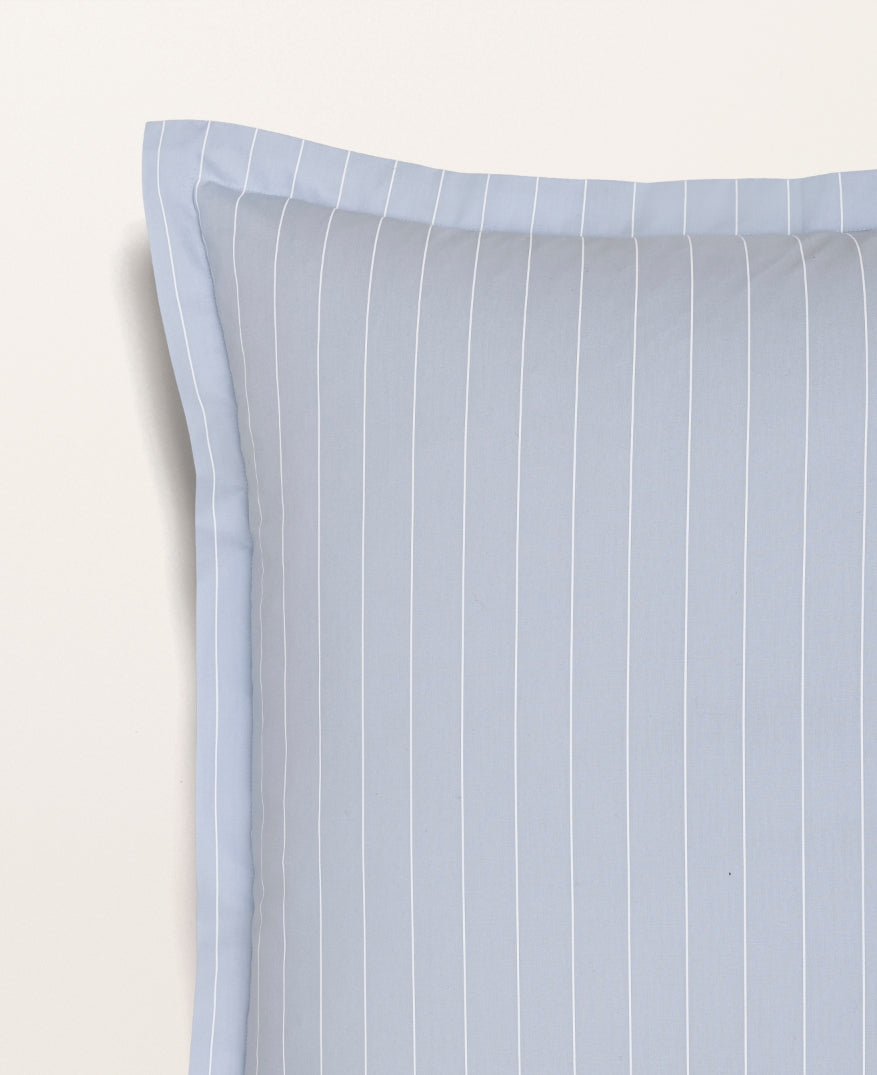 Set de 2 taies d'oreiller percale imprimé Bleu azur rayé