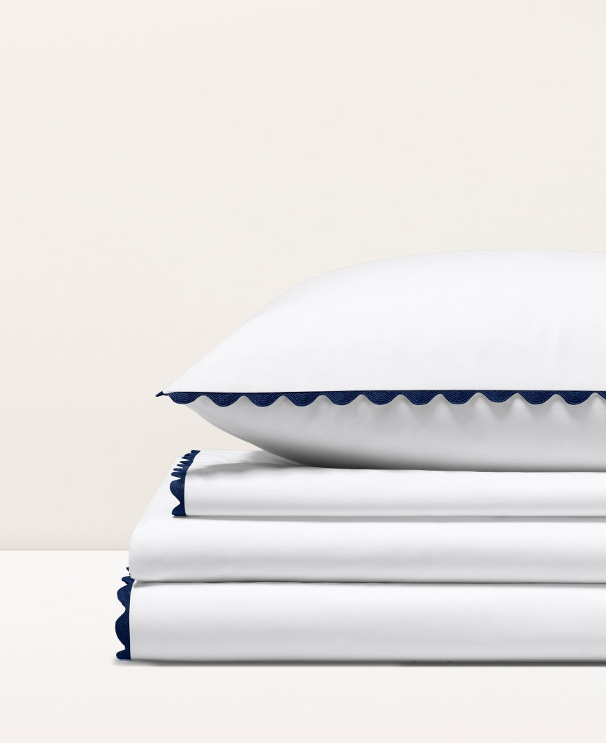 Parure de lit percale serpentine Bleu minuit