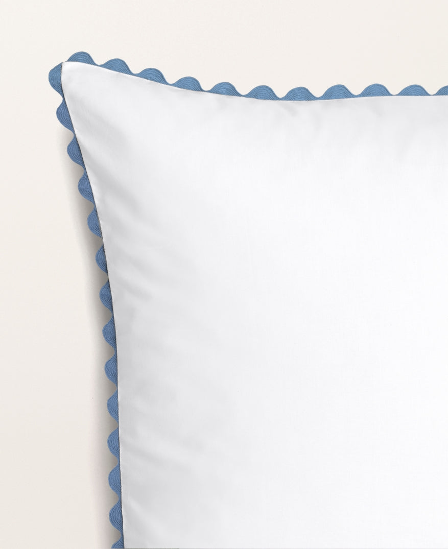 Set de 2 taies d'oreillers percale serpentine Bleu céleste