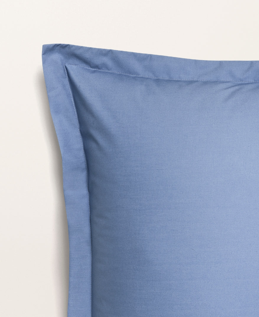 Set de 2 taies d'oreillers percale Bleu turquin