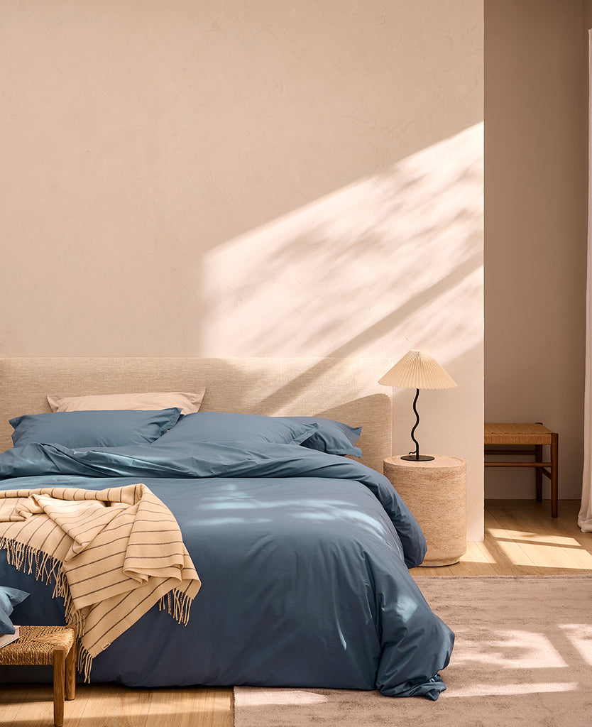 Housse de couette percale unie Bleu denim