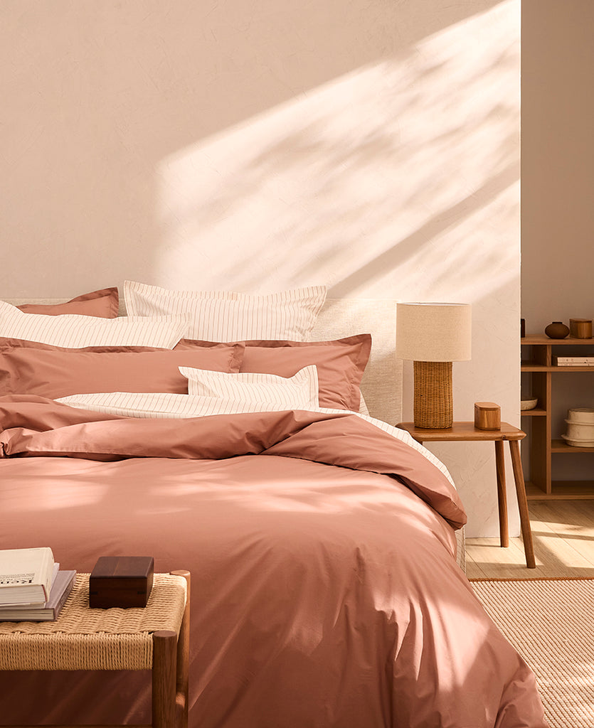 Housse de couette percale unie Tomette