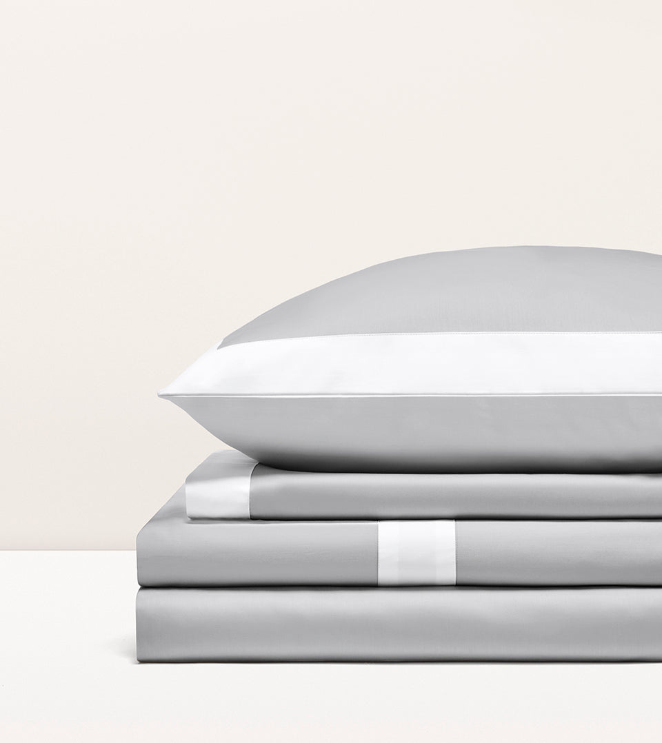 Parure de lit satin bicolore Gris acier bicolore