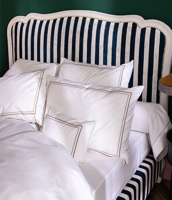 Housse de couette double bourdon percale Double bourdon greige