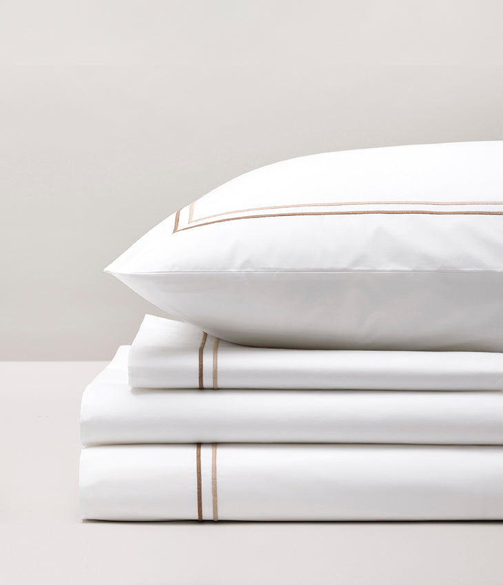 Parure de lit percale double bourdon Double bourdon greige