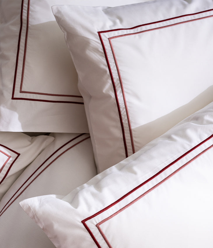 Housse de couette double bourdon percale Double bourdon bordeaux