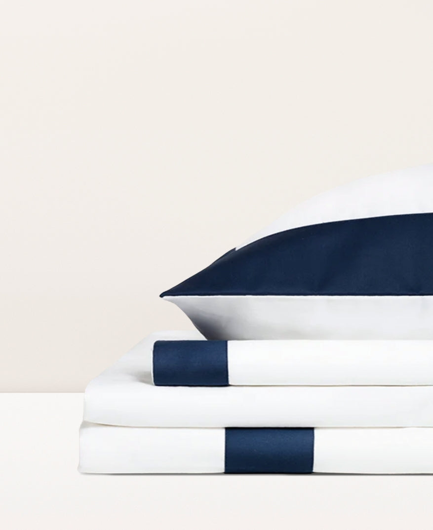 Parure de lit satin bicolore Bicolore bleu minuit