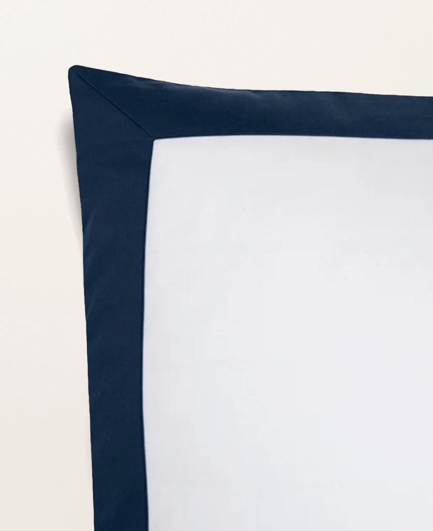 Set de 2 taies d'oreillers satin bicolore Bicolore bleu minuit